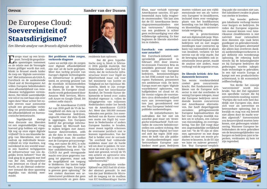 Driemaster pagina 12 en 13: De Europese Cloud, Soevereiniteit of Staatsdirigisme?
