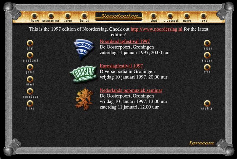 1997: de gitaarversterker: Een festival- en seminarwebsite die met frames de look van een gitaarversterker nabootste.