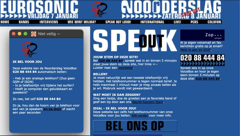 Speak Out: de VoiceBox: Met een team van ruim 65 mensen: acht gelijktijdige livestreams, drie dagen, en interactieve diensten zoals een voicebox die de site voor je liet bellen.