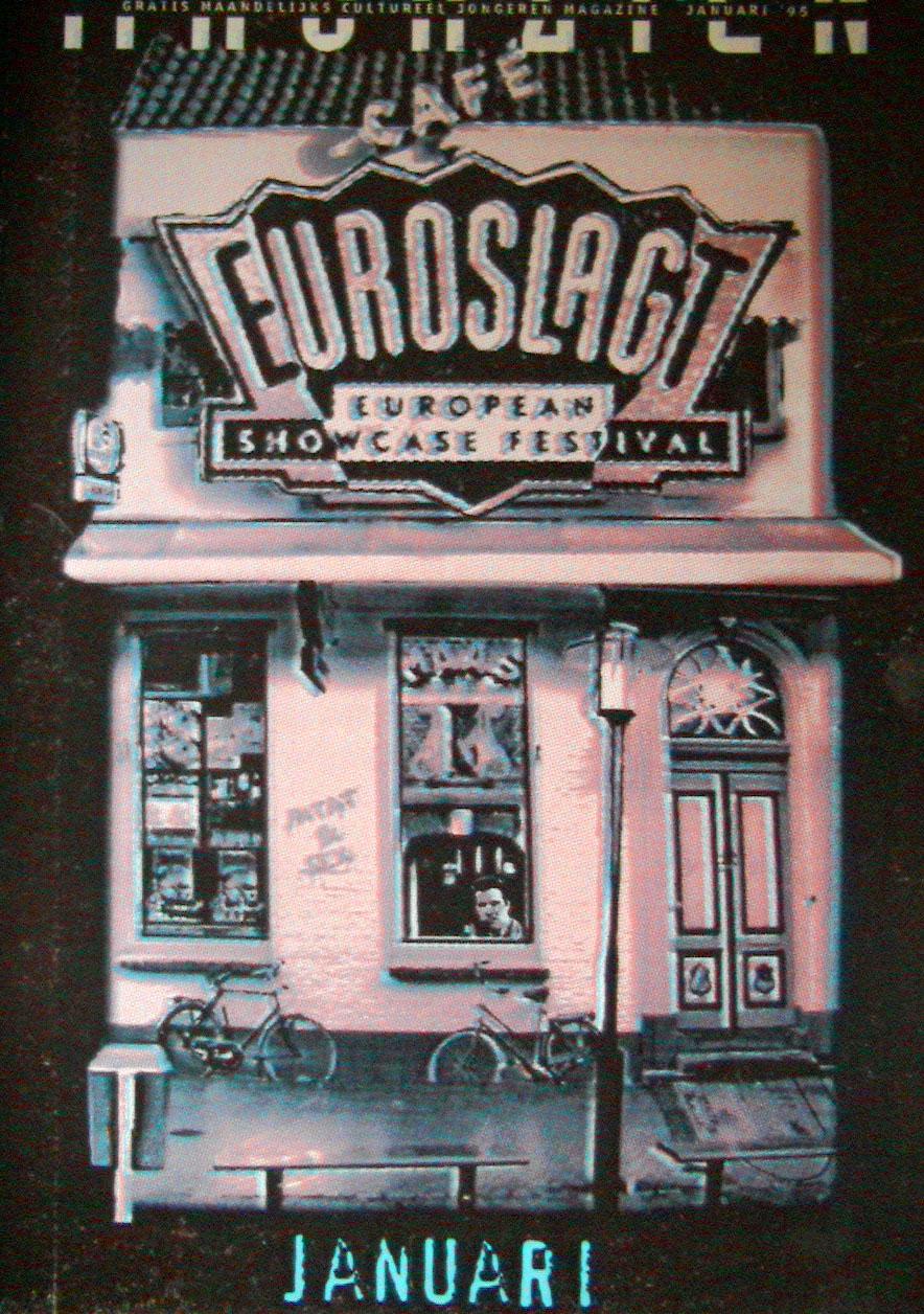 Euroslagt: Photoshop-collage van lokale podia die samen een festival organiseerden, dat later het beroemde Eurosonic werd. Dat streamden we zes jaar live.